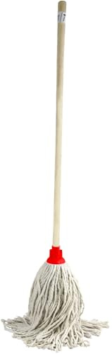 Catergold Red Jumbo Mop Py16 120cm Long Wooden Handle 100% Cotton Mop Set of 2 Super Absorbent for Hard Floor, Wood, Tile