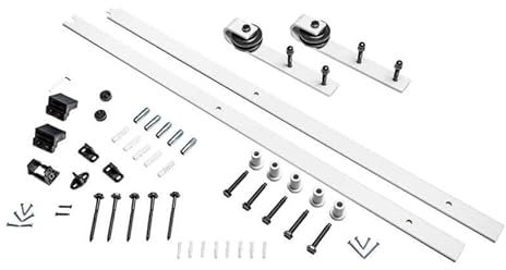LogistSystem Set completo per porte scorrevoli, 200 cm, sistema di porte scorrevoli, set completo per porte scorrevoli, set di binari, bianco