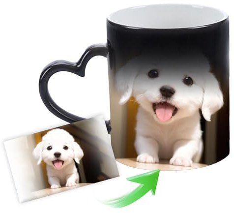 Wchenfans Mug Magique - Personnalisé avec Photo - Céramique Mug personnalisé avec Texte et Photo - Idee cadeau noel | Tasse personnalisable | Cadeau Homme, Femme, Cadeau original