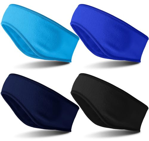 BBTO 4 Pièces Bandeaux en Polaire pour Enfant Cache-Oreilles d'Hiver Bandeaux Cache-Oreilles Sport Course à Pied (Couleur Fraîche)