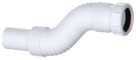 PlumbEZ Outlet Compact Flexible Waste Pipe Connector 1.1/2 Inch - 40mm Compression x Plain Spigot Adjustable Drain Pipe, Flexible Shower Pipe