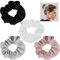 Nogeqi 4 Stück Scrunchies Haargummi mit Reißverschluss Damen, Tasche Haargummis Aufbewahrung, Pocket Hair Scrunchies Hidden Pocket Hair Reißverschlusstasche Schlüsselanhänger Pocket Reisegadget