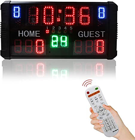 IUBGFTO LED Electronic Scoreboard, 14/24 Second Multisport Scoreboard with Remote Control Indoor Tabletop Scoreboard for Basketball Soccer Volleyball Table Tennis