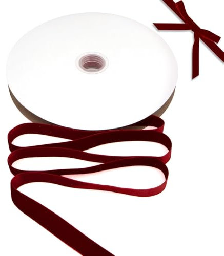 Samtband Rot Dunkelrot 15mm x 22m Velvet Ribbon für Geschenkband, Weihnachten Rotes Schleifenband Rot, Samtband Grün Bordeaux Breit