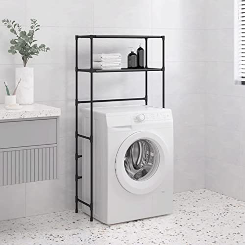 Juroupi 2-Tier Storage Rack over Washing Machine Black 69x28x143 cm Iron,Standing Shelf Unit,Storage Racks,Bathroom & Garage Storage Rack,Standing Shelf Organiser-343131