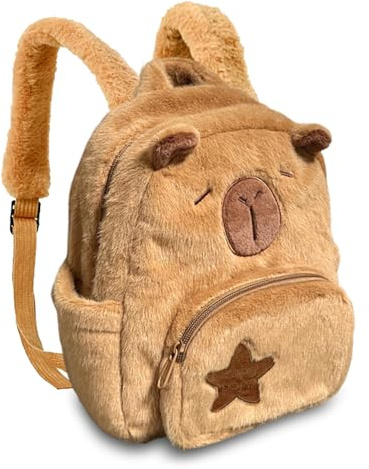 Capybara Kinderrucksack, Capybara Schulrucksack, Capybara Rucksack, Capybara Plüsch Rucksack, Schulrucksack Mädchen, Süßer Tierrucksack, Plush Capybara Animal Backpack Cartoon Tasche für Schule (A)