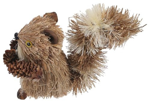 Supvox 1Stk Eichhörnchen Weihnachtsschmuck Tiere Eichhörnchen Figur Krippenspielzeug Hai- Auto Deko-Tier für Wohnzimmer Szene Figur Stroh geflochtenes Eichhörnchen hölzern