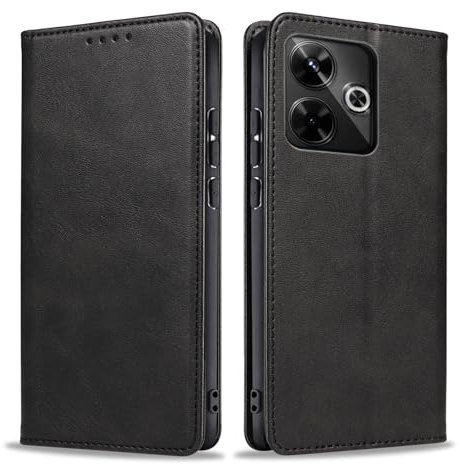 LBH Handyhülle Smartphone-Hülle für Xiaomi Redmi 13 Klapphülle Magnetverschluss Kartenfächer Geldfach Standfunktion Case Etui Rundumschutz Schutzhülle Schwarz