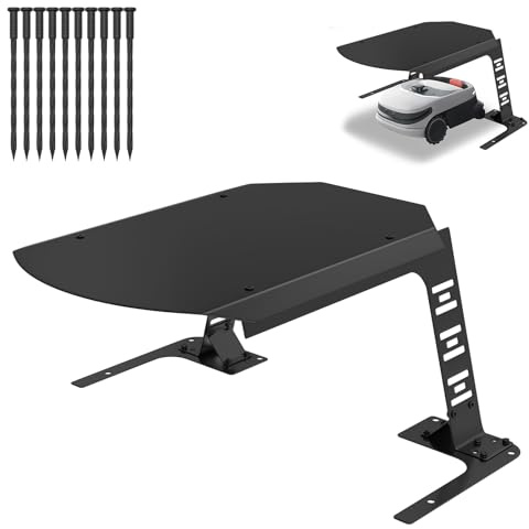 Froadp Garaje para robot cortacésped de acero inoxidable, resistente toldo para robot cortacésped y robot cortacésped, ideal contra la lluvia, el viento y el sol, 77 x 94 x 36 cm