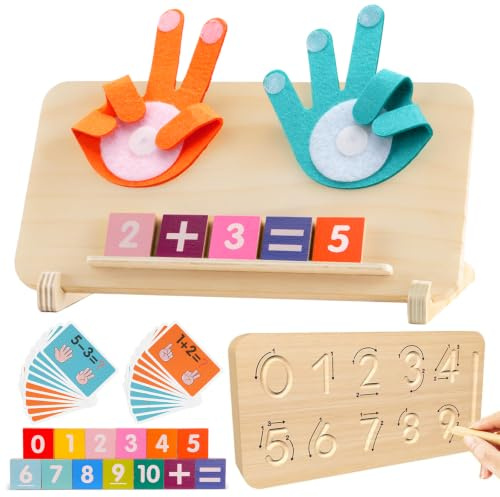 Chithor Montessori Spielzeug Lernspiel ab 2 3 4 5 6 Jahre, 2 in1 Pädagogisch Wertvoll für Rechnen Lernen Zahlen Lernen, Montessori Spielzeug Holzspielzeug für 3-8 Jahre Jungen und Mädchen Geschenk