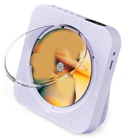 Juqoyue Lecteur CD Portable -718 Bluetooth, Double Haut-Parleurs, Radio FM, USB, Mode Casque, Son Stéréo, Prise EU Violette