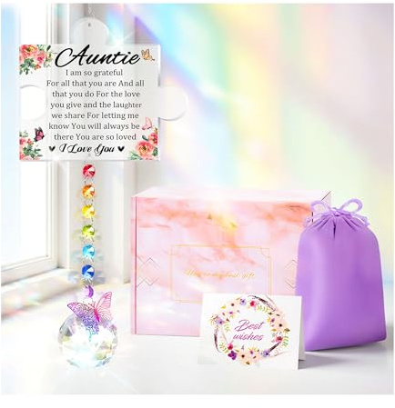 YIBONIKA Auntie Gifts from Nephew Niece, Birthday Gift for Auntie, Puzzle Crystal Suncatcher Gifts for Auntie, Best Auntie Presents for Christmas Mother's Day