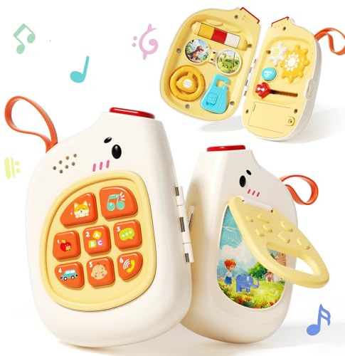 AIQI Baby Phone Musikalische Spielzeuge, Babytelefon Montessori-Busy-Board, Kinder-Sensorik-Brett, Früherziehungspielzeug für Kleinkinder 1-3 Jahre, Motorik-Entwicklungsspielzeug für 0-6-12 Monate