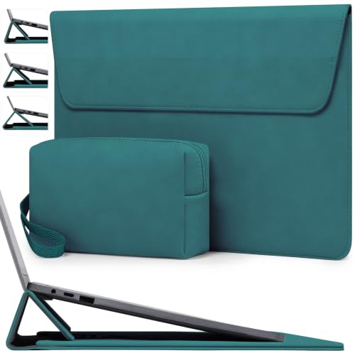 HYZUO 13 Inch Laptop Case Sleeve Bag with Adjustable Stand, Dark Green | for MacBook Air 13 M5 A3449 M4 M3 M2 M1 2026-2018, 13 MacBook Neo 2026, MacBook Pro 13 M2 M1 2026-2016, Surface Pro, XPS 13