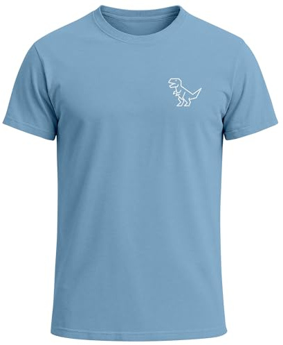 Neverless® Herren T-Shirt mit Dino Print – Lustiges T-Rex Logo auf der Brust – Kurzarm Baumwollshirt mit Grafikmotiv