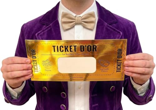 Cappstan UK Grande Cartes à Gratter en Or Golden Ticket Surprise | Halloween Willy Wonka | Idées Cadeaux d'Été | Passe d'Embarquement pour les Fêtes (Grande Français - Lot de 1)