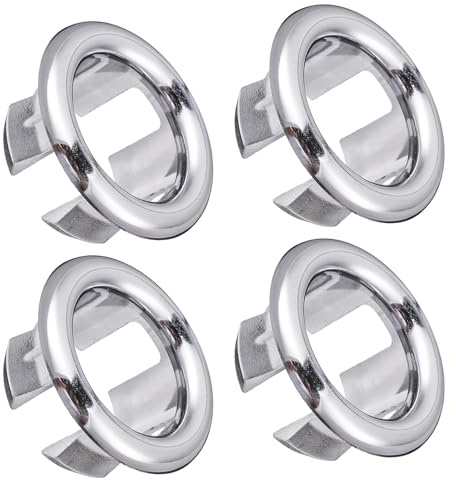 4 Pack Sink Overflow Ring, Bathroom Basin Sink Round Hole Trim Chrome Overflow Cover Rings Universal Fit Drain Cover Hole Insert Cap Bath Parts for Diameter Replacement Ceramic Pots for Home