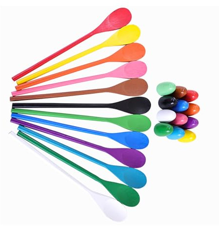 Qsvbeeqj 12Pcs Kids Outdoor Teamwork Race Game Wood Eggs Spoon Race Set For Easter Coordination And Balance Training Wooden Eggs Spoon Game Set For Kids