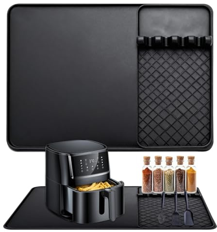 Silicone Tapis Air Fryer,Tapis pour Machine à Café,Tapis résistant 48x30 cm | Accessoires Air Fryer pour Ninja/ Philips/Cosori,Compatible avec De Longhi Magnifica, EQ.6, Philips Lattego, Krups