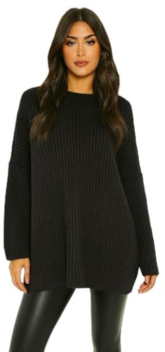 Worldclassca Damen Oversize Strickpulllover Longpullover Lang Pulli Dick Winter