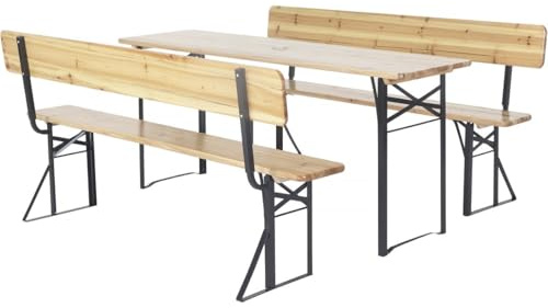 habitat et jardin Gartenmöbel-Set Lisbonne aus Holz mit Rückenlehne – 180 cm – Braun