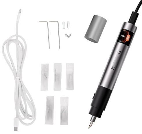 LICAEVEY Coupeur à Ultrasons 40 KHz avec Pointe de Lame en Alliage, Outil de Coupe Portable Réglable à 3 Vitesses pour PCB Fibre de Carbone Cuir Impression 3D Résine Bricolage (FS-S1)