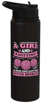 A Girl and Knitting - Crocheter Crochet Knitting Stainless Steel Insulated Water Bottle