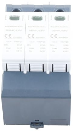 Aramox Protector Fotovoltaico de CC, Carcasa de PC Dispositivo de Protección contra Sobretensiones 3P 1500 VCC 40 KA Montaje en Riel DIN con Respuesta Rápida Descarga Grande para Sistemas de Energía