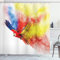 ABAKUHAUS Bunt Duschvorhang, Papagei mit Federn, mit 12 Ringe Set Stielvoll Modern, 175x200 cm, Orange Gelb