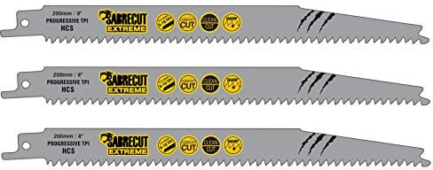 3 x SabreCut SCRS2345X_3 200 mm 6-10 TPI S2345X Lames de scie sabre à coupe très rapide compatibles avec Bosch Dewalt Makita et bien d'autres