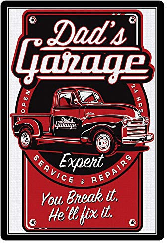 Blechschild 20x30cm gewölbt Dad´s Garage Expert Auto Werkstatt Deko Geschenk Schild