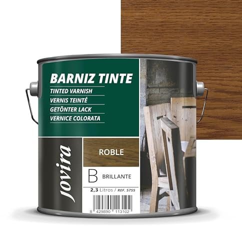 JOVIRA PINTURAS Barniz Brillante Tinte (6 colores). Barniz para madera. Protege, decora y embellece. (2,3 Litros, Roble) D-17