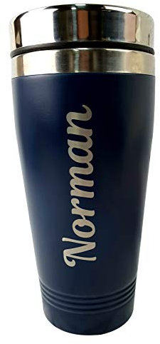 Personalised Travel Mug Engraved Reusable Coffee Cups Portable Personalised Mugs Vacuum Insulated Thermal Coffee Flask Hot Drinks Cup with Lid Personalised Mugs for Mum Navy