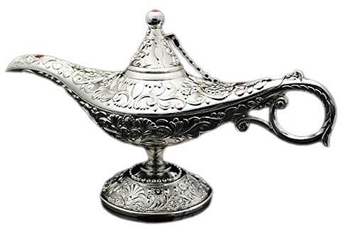 VOANZO Magic Aladdin Früher, Retro Metall Märchen Aladdin Magic Genie Teekanne Öl Home Tischdekoration (silber)