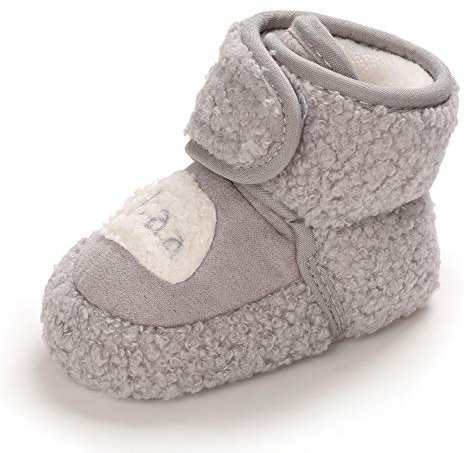 MASOCIO Stivaletti Neonato Stivali Invernali Neonata Inverno Scarpe Scarpine Primi Passi Pantofole Babbucce Bambino Bimbo Grigio Taglia 19 6-12 Mesi