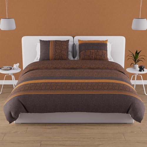 Soleil d'ocre, Cashemire Housse de Couette + 2 taies, Marron, 220x240 cm