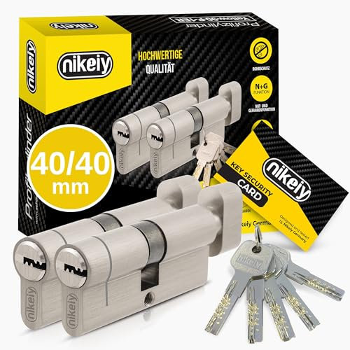GERCAR Pro+ 2er Set Knaufzylinder gleichschließend 40/40 - N+G Schließzylinder mit Knauf - Zylinderschloss Türschloss mit Bohrschutz und 10 Schlüssel (lang) mit CodeCard | 80 mm | A:40 B:40 | 2 x