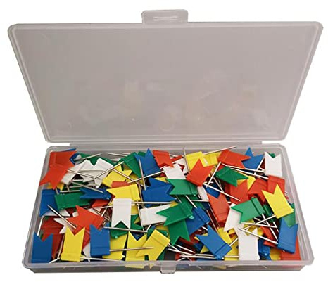 Hsthe Sea 100 Stück Fahnennadeln Bunt Markierfähnchen Pinnnadeln für Pinnwand, Bulletin und Landkarten (5 Farben)