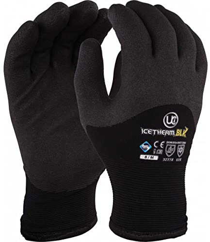 UCi ICETHERM-BLK Thermal Insulated 3/4 HPT Coated Cold Work Gloves Winter Freezer (7 / Small)