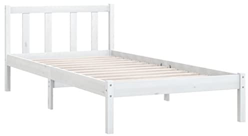 vidaXL Kiefer Massivholzbett Bettgestell Bett Holzbett Einzelbett Futonbett Bettrahmen Schlafzimmerbett Schlafzimmermöbel Weiß 90x200cm
