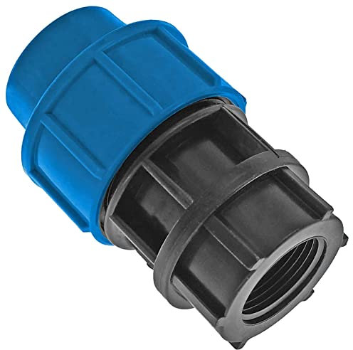 MegaHaustechnik Klemm Ring Verbinder Fitting aus Kunststoff PP Übergang mit 3/4 Zoll Innengewinde, Muffen Anschluß zum Verschrauben für PE Rohr Außendurchmesser 25mm i-IG PN16 Bar Trinkwasser
