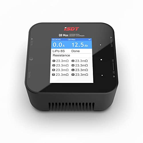 ISDT MAX Q8 DC 1000W Battery Charger - LCD Display Smart Balance Charger for 1-8S LiPo/Li-Ion/Li-Fe & 1-12S Lead Batteries