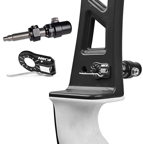 Aluminium-Bogenschießen-Kissenkolben + magnetisches Pfeilauflagen-Set - Recurve-Bögen, einschraubbarer Druckknopf, magnetische Metallauflage für rechte oder linke Hand, mit Installationswerkzeug