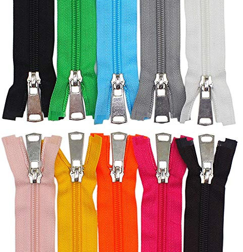 MebuZip Cerniera lampo in nylon, 10 pezzi, 40 cm, divisibile, 5 mm, in nylon, per giacche (40 cm)