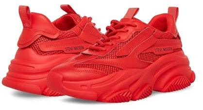 Steve Madden Damen Possession Sneaker, Rot/Ausflug, einfarbig (Getaway Solids), 40 EU