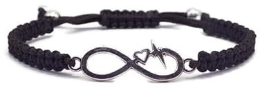Storela Handmade Silver Plated Infinity Bracelets for Womens and Mens, in our infinity, love & rope bracelet collection.100% waterproof & adjustable - Festival Accessories (black, Infinity Bracelets)