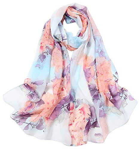 FAIRYGATE Chiffon Schal Stola Damen Festlich Seidenschal Damen 100% Seide Bunte Luxuriöse Schals Warm Weich als Stola Seidentuch Halstuch A4511