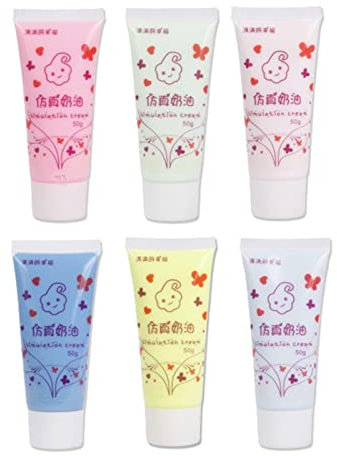Baoblaze 6pcs Simulation Whipped Cream Glue Set Handmade Mixed Colors Soft Clay Decoration Cream Glue DIY Phone Case Molding, Style C, 10.4cmx4.5cm