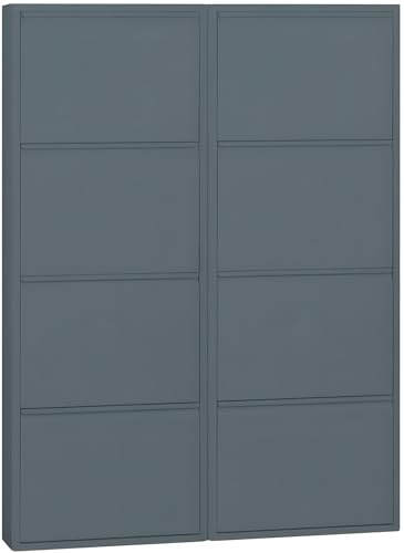 ebuy24 Schuhkommode Schuhkipper Metall Klappschrank - Schuhschrank Pisa 8 Klappen grau 100x140x16 cm für 24 Schuhe schmal hoch