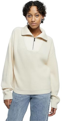 Urban Classics Damen Sweatshirt Ladies Oversized Knit Troyer Sand S
